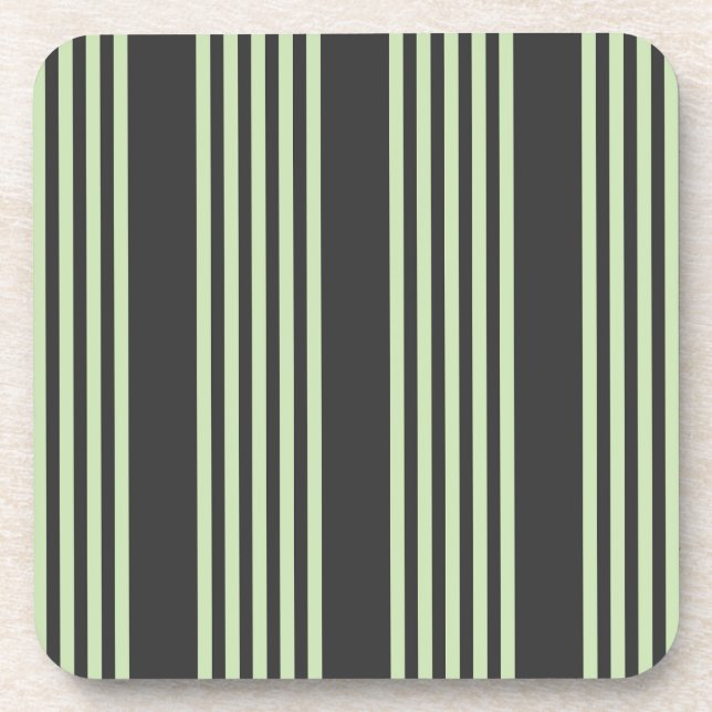 Pale green and charcoal five stripes pattern coaster (Front)