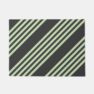 Pale green and charcoal five stripes pattern doormat