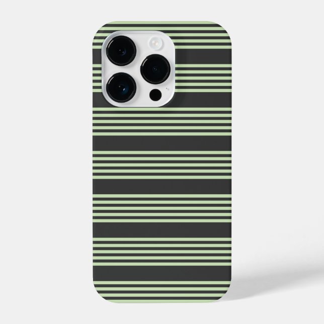 Pale green and charcoal five stripes pattern iPhone case (Back)