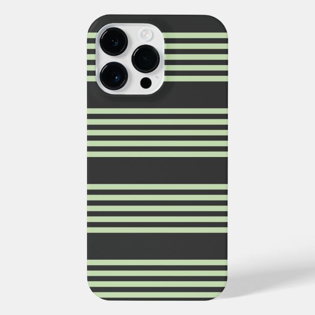 Pale green and charcoal five stripes pattern iPhone case (Back)