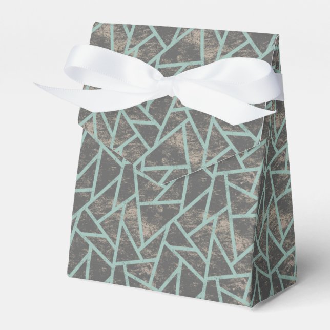 Pale green and grey mosaic pattern favor box (Front Side)