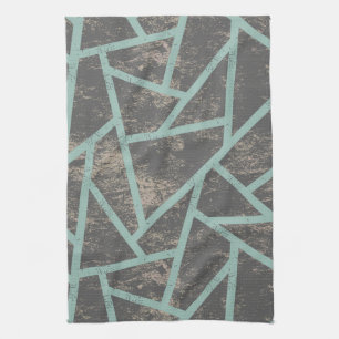 Pale green and grey mosaic pattern kitchen towel