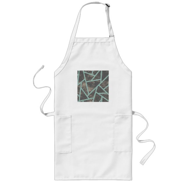 Pale green and grey mosaic pattern long apron (Front)