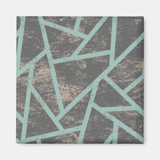 Pale green and grey mosaic pattern magnet (Front)