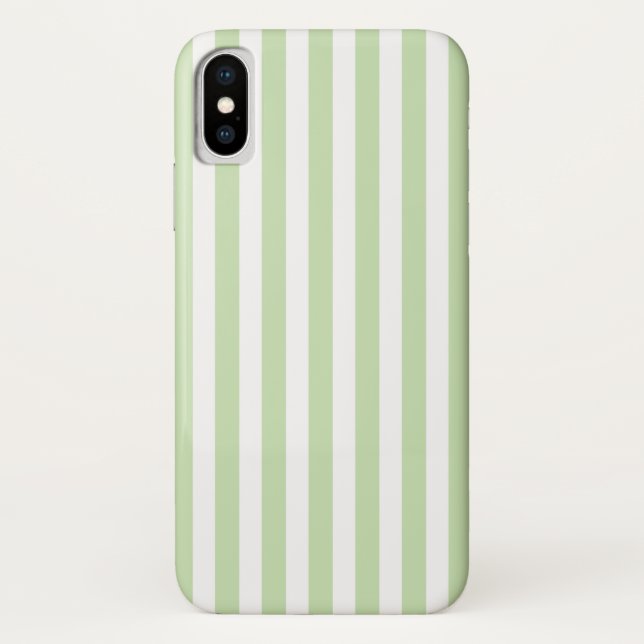 Pale green and white candy stripes Case-Mate iPhone case (Back)