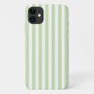 Pale green and white candy stripes iPhone 11 case