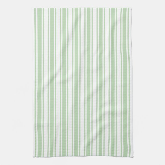 Pale green and white candy stripes kitchen towel (Vertical)