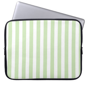 Pale green and white candy stripes laptop sleeve