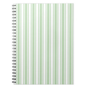 Pale green and white candy stripes notebook