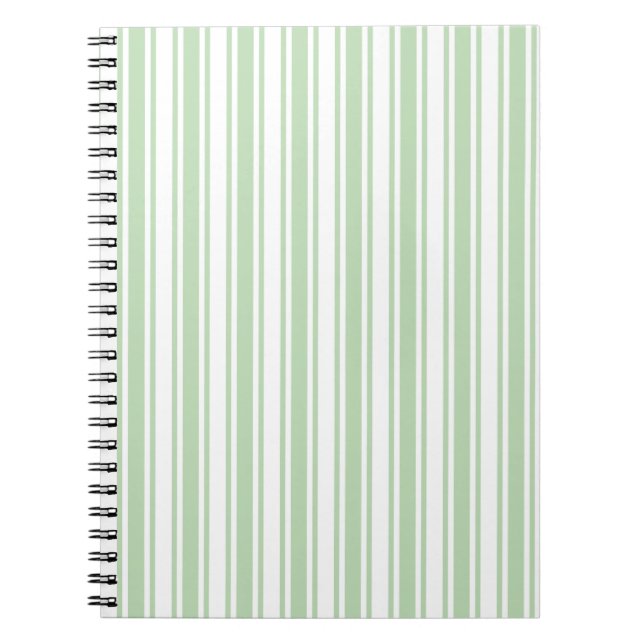 Pale green and white candy stripes notebook (Front)