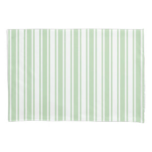 Pale green and white candy stripes pillowcase