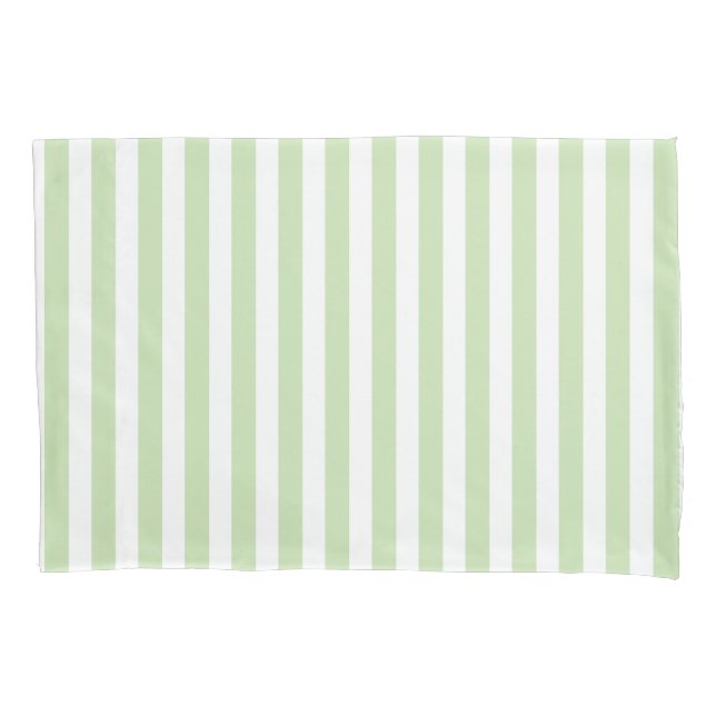 Pale green and white candy stripes pillowcase (Front)
