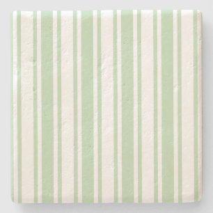 Pale green and white candy stripes stone coaster