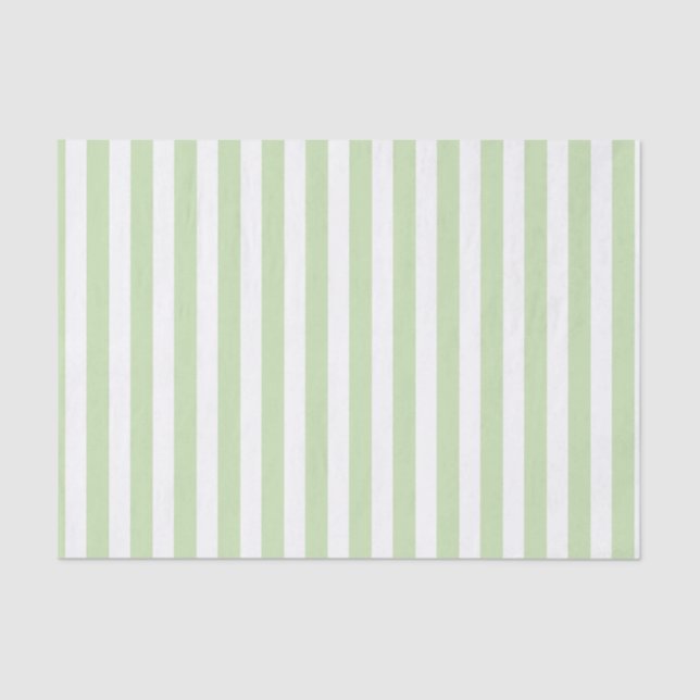 Pale green and white candy stripes tissue paper (Front)