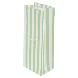 Pale green and white candy stripes wine gift bag