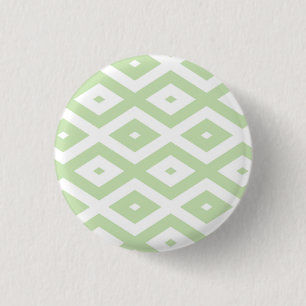 Pale green and white diamond pattern 1 inch round button