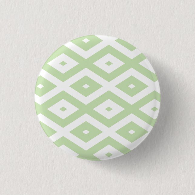 Pale green and white diamond pattern 1 inch round button (Front)