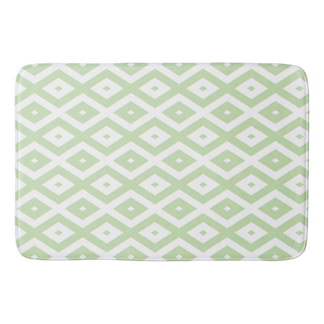 Pale green and white diamond pattern bath mat (Front)