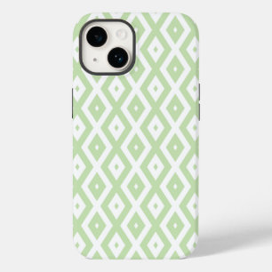 Pale green and white diamond pattern Case-Mate iPhone 14 case