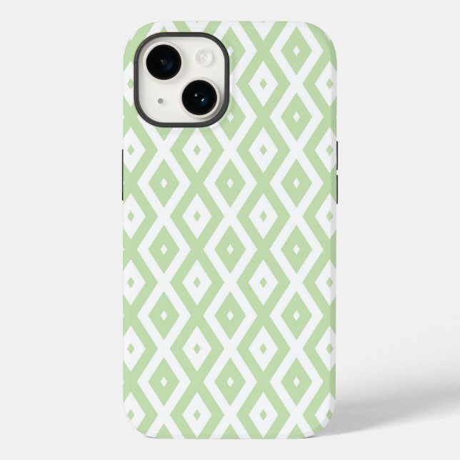 Pale green and white diamond pattern Case-Mate iPhone case (Back)