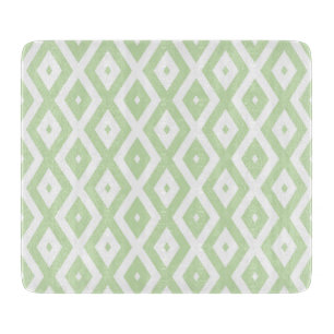 Pale green and white diamond pattern cutting board
