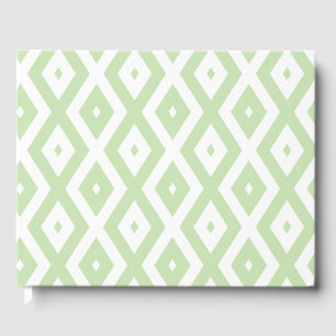 Pale green and white diamond pattern guest book