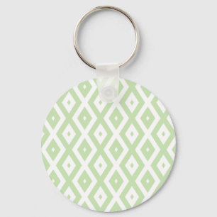 Pale green and white diamond pattern keychain