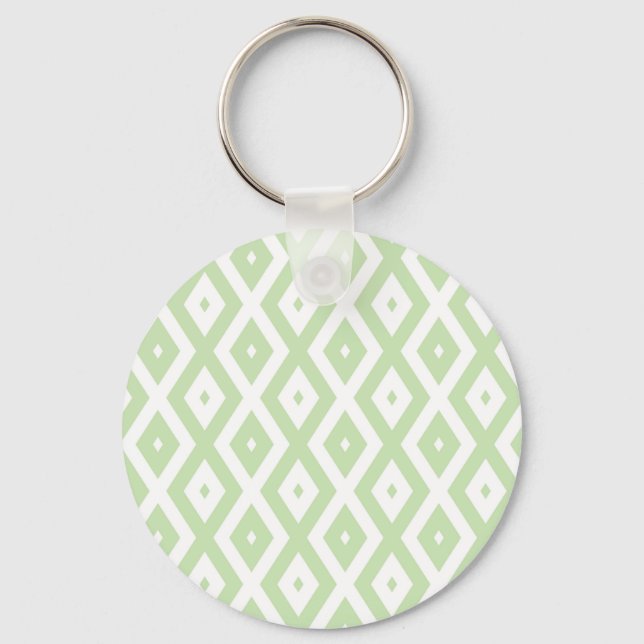 Pale green and white diamond pattern keychain (Front)