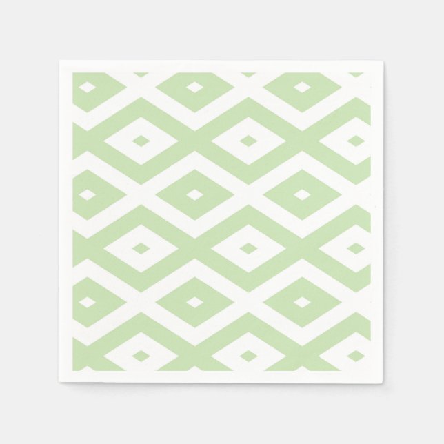 Pale green and white diamond pattern napkin (Front)