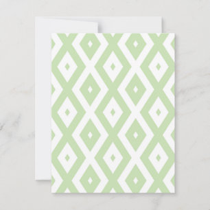 Pale green and white diamond pattern RSVP card