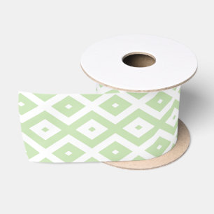 Pale green and white diamond pattern satin ribbon