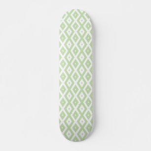 Pale green and white diamond pattern skateboard