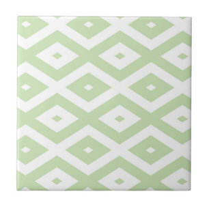Pale green and white diamond pattern tile