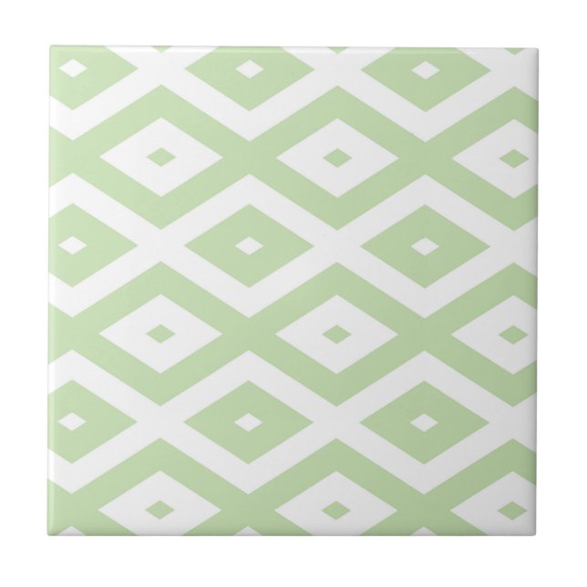 Pale green and white diamond pattern tile (Front)