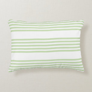 Pale green and white five stripes pattern accent pillow