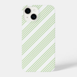 Pale green and white five stripes pattern iPhone 14 case