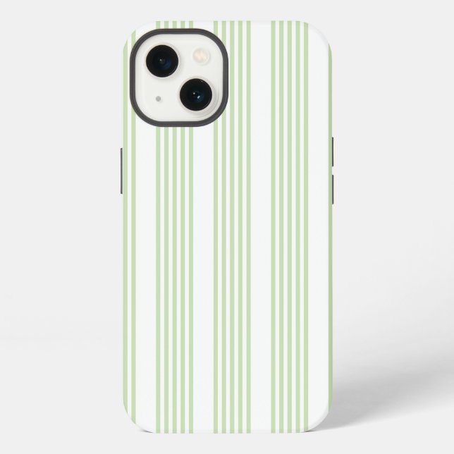 Pale green and white five stripes pattern iPhone case (Back)