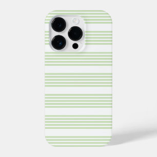 Pale green and white five stripes pattern iPhone 14 pro case