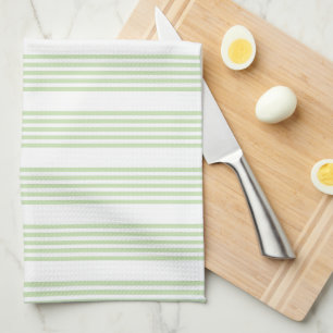 Pale green and white five stripes pattern kitchen towel