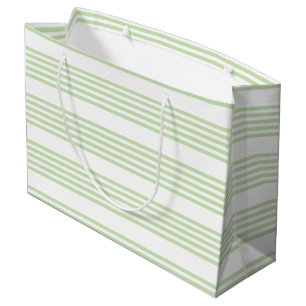 Pale green and white five stripes pattern large gift bag