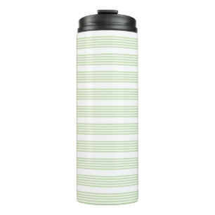 Pale green and white five stripes pattern thermal tumbler