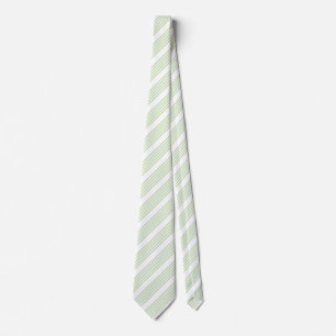 Pale green and white five stripes pattern tie
