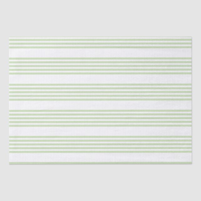 Pale green and white five stripes pattern tissue paper (Front)