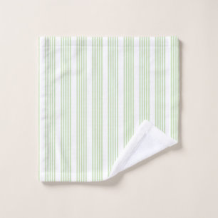 Pale green and white five stripes pattern wash cloth