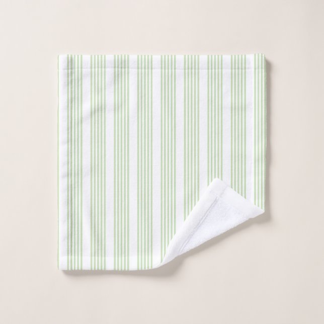 Pale green and white five stripes pattern wash cloth (Wash Cloth)