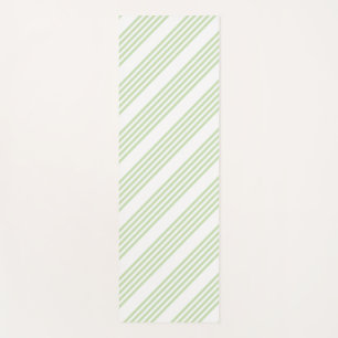 Pale green and white five stripes pattern yoga mat