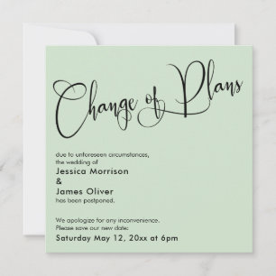 Pale Green Changement de plans Carte Mariage repor