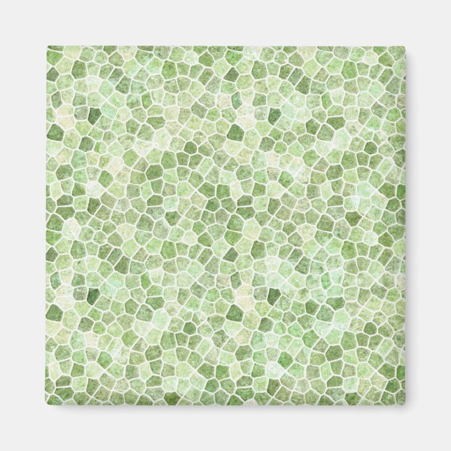 Pale Green Cobbled Patchwork Terrazo Pattern Magnet (Front)