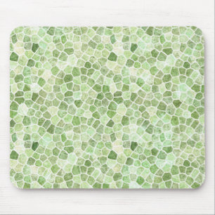 Pale Green Cobbled Patchwork Terrazo Pattern Mouse Pad