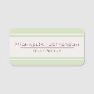 Pale Green, Ecru & Soft Brown: Gentle And Elegant Name Tag